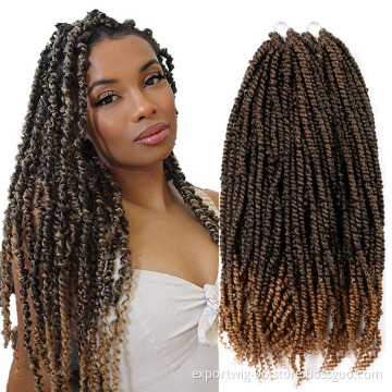 Pre-twisted Passion Twist Crochet Braiding Hair Extension Ombre Color Synthetic Fiber Pre-looped Passion Twist Braids
